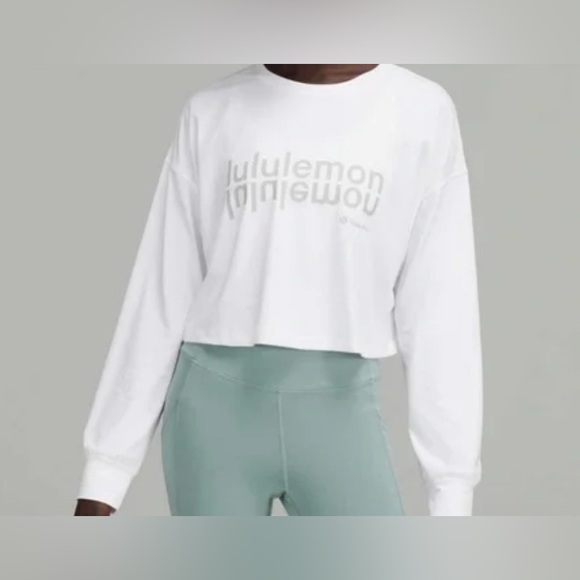 lululemon athletica Tops - lululemon athletica White Cropped Sweatshirt